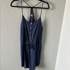Navy Blue Linen Dress